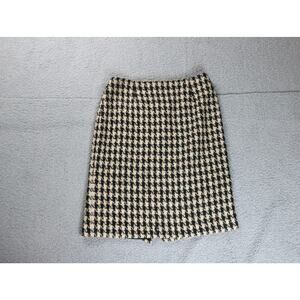 Vintage Talbots Skirt Tweed Womens 8 Black Brown Airy Pencil Back Zip USA